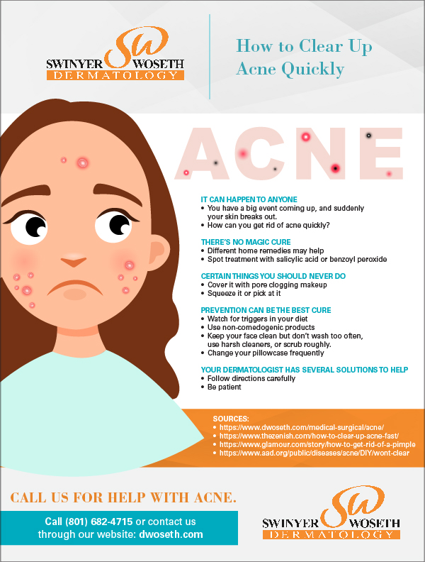 Personalized and quick acne care instruction in Salt Lake City and South Jordan.